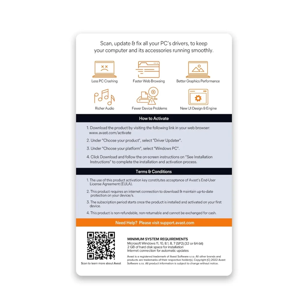 Avast Driver Updater – 1 Device | 1 Year | Global License Key