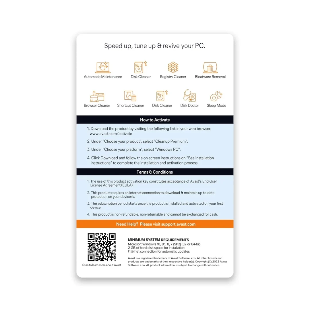 Avast Security Cleanup Premium – 1 PC | 1 Year | Global License Key