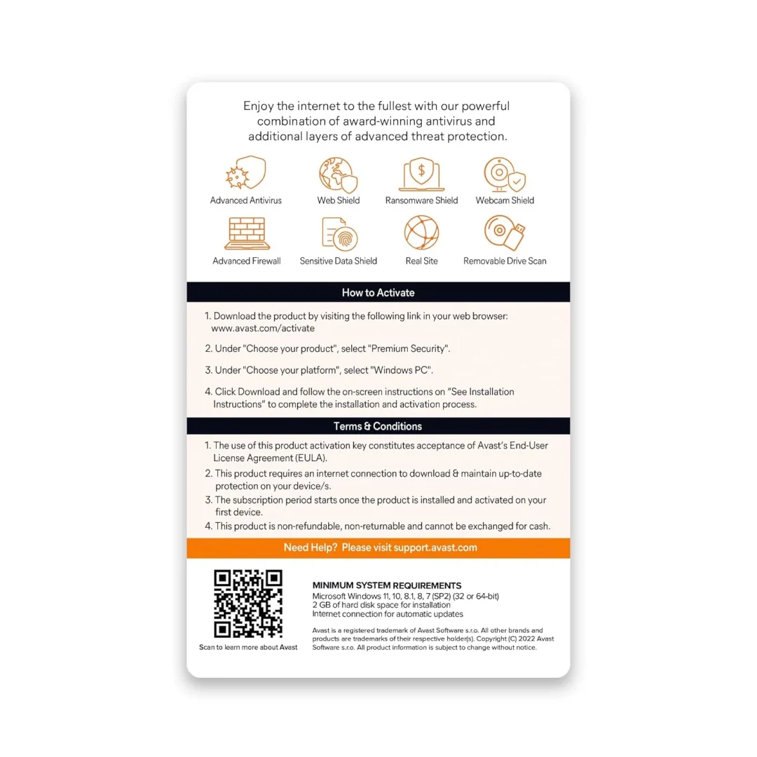 Avast Premium Security – 1 Device | 1 Year | Global License Key