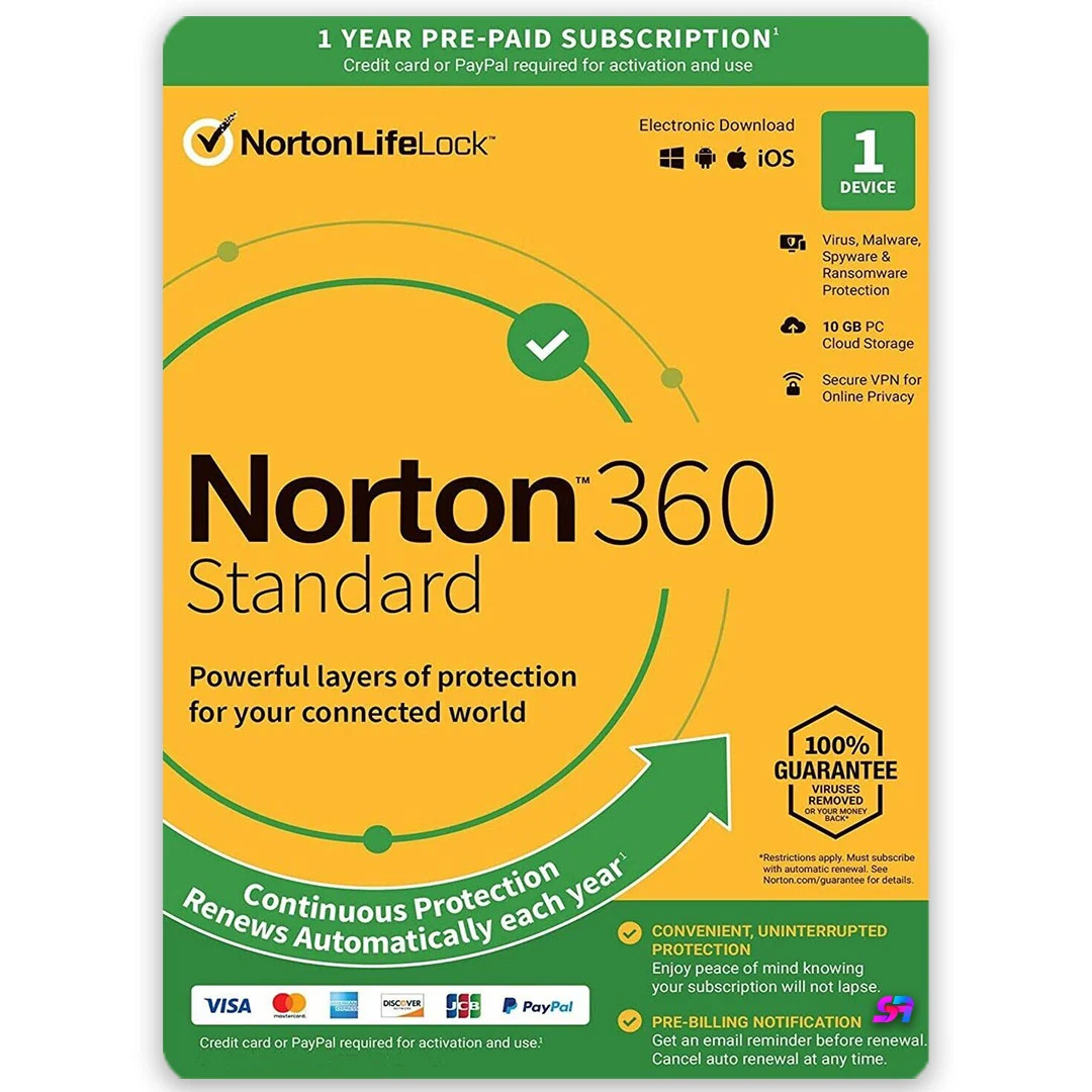 Norton 360 Standard 1 Device 1 Year 2 GB Cloud Backup