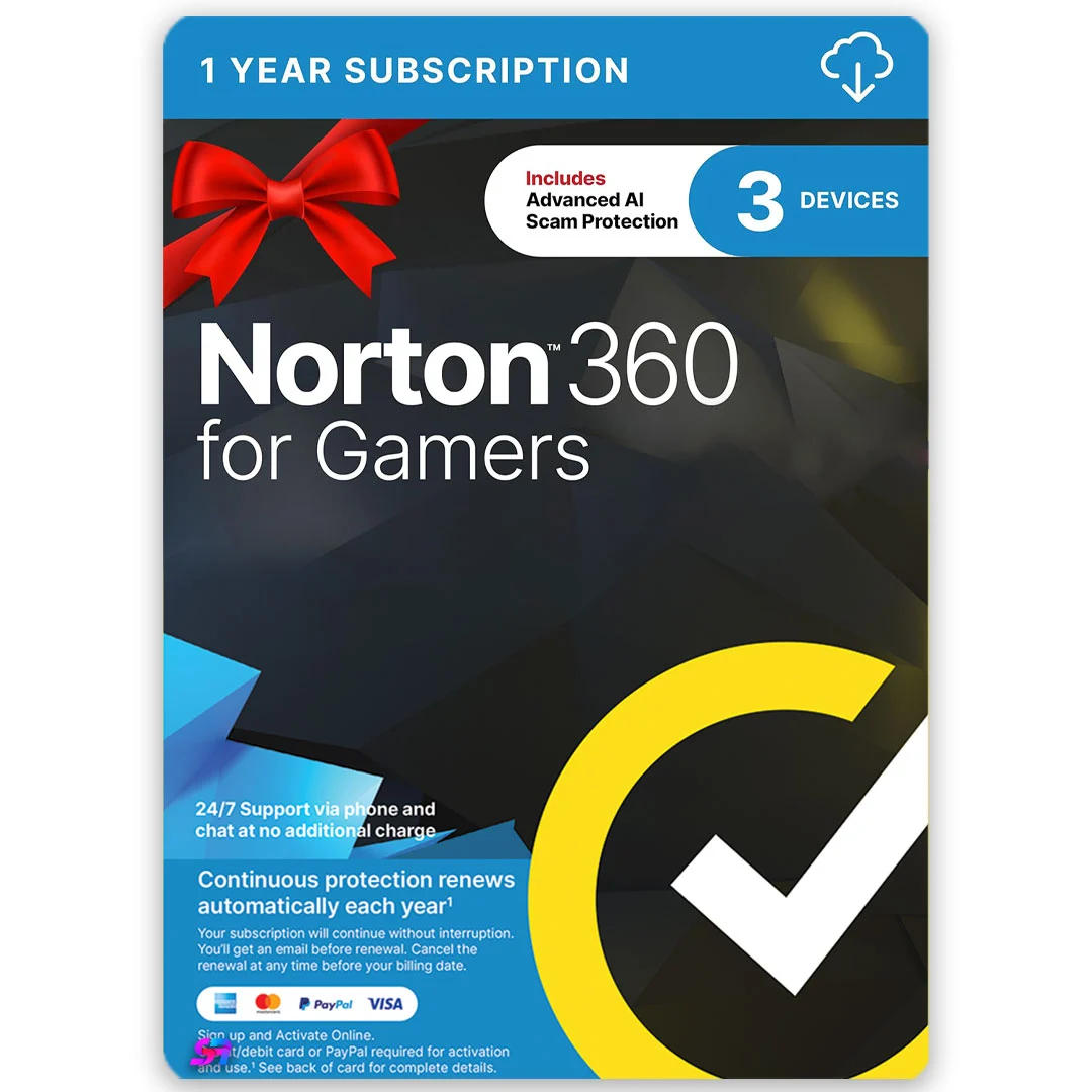 Norton 360 for Gamers 3 Devices 1 Year Powerful protection for PC gamers